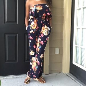 Navy Floral Jumpsuit